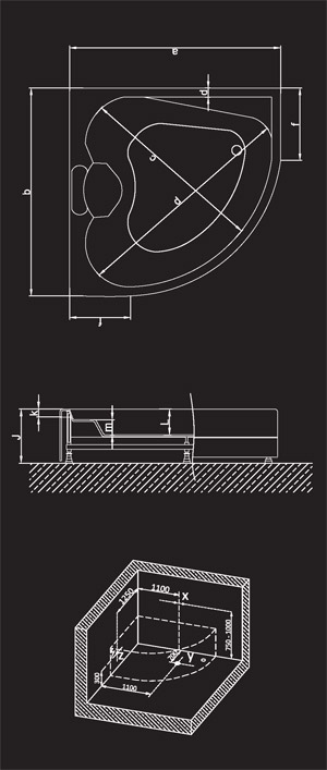 140 x 140 x 60 h. Jakuzi Lüx