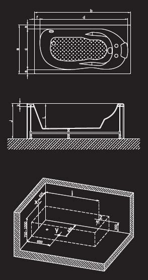 170 x 85 x 60 h. Jakuzi Lüx